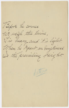 Thumbnail for Transcription of Emily Dickinson's "Before he comes" - Image 1