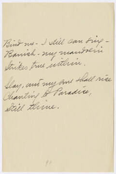 Thumbnail for Transcription of Emily Dickinson's "Blind me - I still can sing" - Image 1