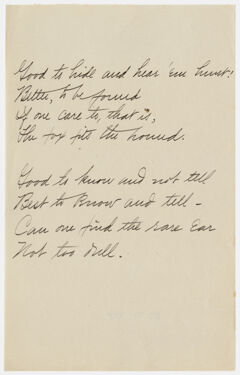 Thumbnail for Transcription of Emily Dickinson's "Good to hide and hear 'em hunt!" - Image 1