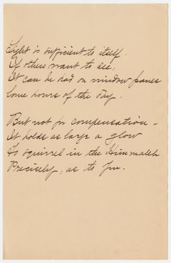 Thumbnail for Transcription of Emily Dickinson's "Light is sufficient to itself" - Image 1
