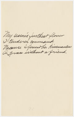 Thumbnail for Transcription of Emily Dickinson's "My season's furthest flower" - Image 1