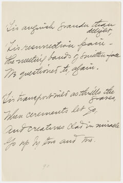 Thumbnail for Transcription of Emily Dickinson's "'Tis anguish grander than delight" - Image 1
