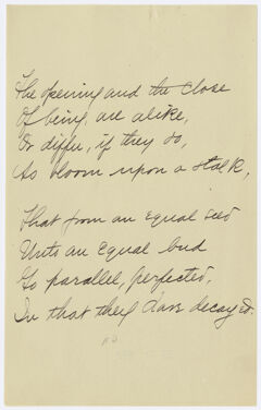 Thumbnail for Transcription of Emily Dickinson's "The opening and the close" - Image 1