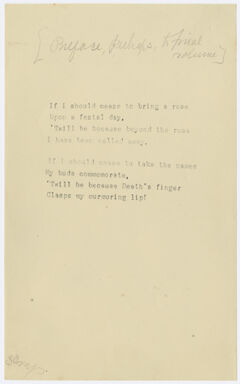 Thumbnail for Transcription of Emily Dickinson's "If I should cease to bring a rose" - Image 1