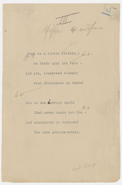 Thumbnail for Transcription of Emily Dickinson's "Hope is a subtle glutton" - Image 1
