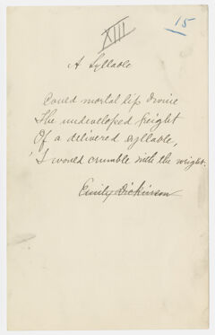 Thumbnail for Transcription of Emily Dickinson's "Could mortal lip divine" - Image 1