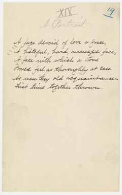 Thumbnail for Transcription of Emily Dickinson's "A face devoid of love or grace" - Image 1