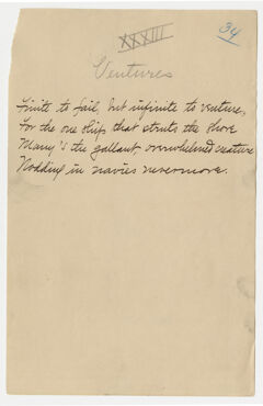 Thumbnail for Transcription of Emily Dickinson's "Finite to fail, but infinite to venture" - Image 1