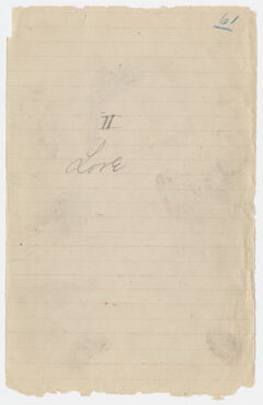 Thumbnail for Mabel Loomis Todd manuscript of chapter heading "II. Love" - Image 1