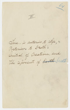 Thumbnail for Transcription of Emily Dickinson's "Love - is anterior to Life" - Image 1