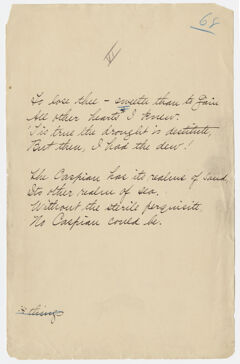 Thumbnail for Transcription of Emily Dickinson's "To lose thee - sweeter than to gain" - Image 1
