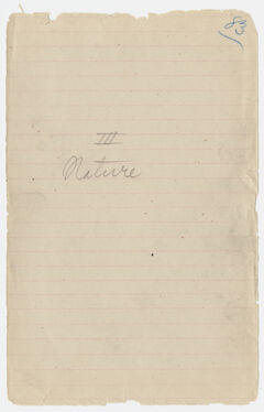 Thumbnail for Mabel Loomis Todd manuscript of chapter heading "III. Nature" - Image 1