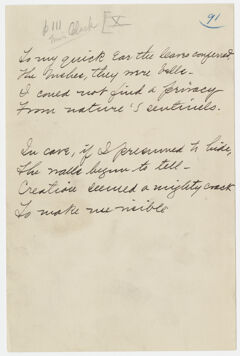 Thumbnail for Transcription of Emily Dickinson's "To my quick ear the leaves conferred" - Image 1