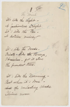 Thumbnail for Transcription of Emily Dickinson's "It's like the light" - Image 1