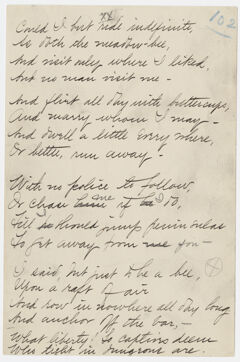 Thumbnail for Transcription of Emily Dickinson's "Could I but ride indefinite" - Image 1