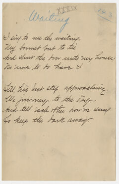 Thumbnail for Transcription of Emily Dickinson's "I sing to use the waiting" - Image 1