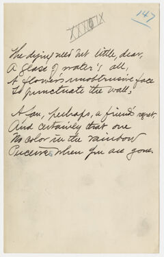 Thumbnail for Transcription of Emily Dickinson's "The dying need but little, dear" - Image 1