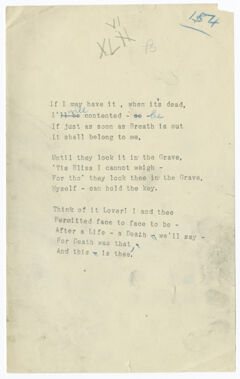 Thumbnail for Transcription of Emily Dickinson's "If I may have it, when it's dead" - Image 1