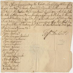 Thumbnail for Military orders issued by Jeffery Amherst from Fort Crown Point, New York, 1760 October 16