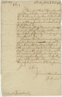 Thumbnail for Jeffery Amherst letter to Colonel John Bradstreet, 1761 October 4