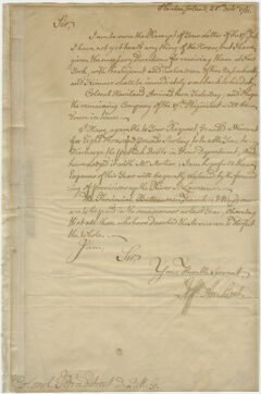 Thumbnail for Jeffery Amherst letter to Colonel John Bradstreet, 1761 October 25