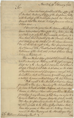 Thumbnail for Jeffery Amherst letter to Sir William Johnson, 1762 February 14 - Image 1
