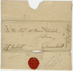 Thumbnail for Jeffery Amherst envelope to Eleazar Wheelock, 1763 April 23