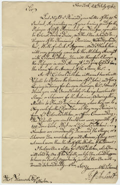 Thumbnail for Jeffery Amherst letter to Thomas Hancock, 1763 July 24 - Image 1