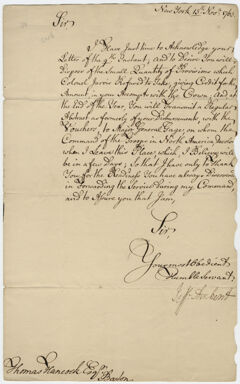 Thumbnail for Jeffery Amherst letter to Thomas Hancock, 1761 November 13 - Image 1