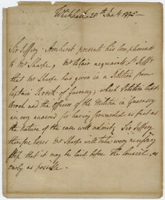 Thumbnail for Jeffery Amherst letter to Joshua Sharpe, 1775 January 28 - Image 1