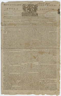 Thumbnail for The New England Chronicle, or, The Essex Gazette, June 22-29, 1775 - Image 1