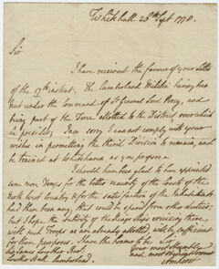 Thumbnail for Jeffery Amherst letter to Sir James Lowther, 1778 September 26 - Image 1