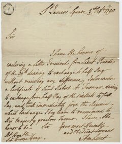 Thumbnail for Jeffery Amherst letter to Sir George Yonge, 1790 October 1 - Image 1