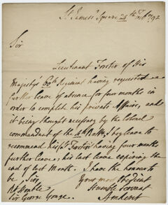 Thumbnail for Jeffery Amherst letter to Sir George Yonge, 1792 February 4 - Image 1