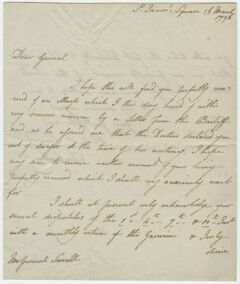 Thumbnail for Jeffery Amherst letter to Major General John Small, 1796 March 16 - Image 1