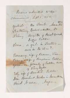 Thumbnail for List of people admitted to communion, 1858 September 1 - Image 1