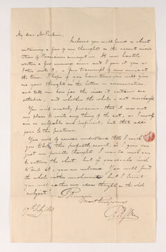 Thumbnail for Letter from unidentified correspondent to Justin Perkins with enclosure, 1840 February 17 - Image 1