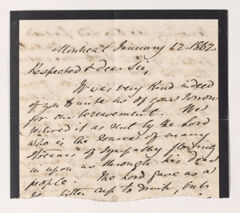 Thumbnail for Letter fragment from unidentified correspondent to Justin Perkins, 1862 January 12 - Image 1
