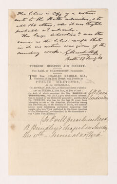 Thumbnail for Turkish Missions Aid Society notice of meetings - Image 1