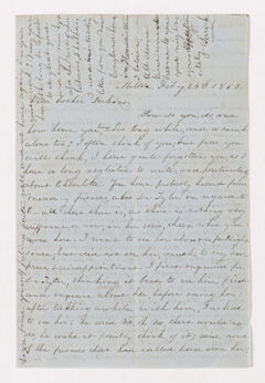 Thumbnail for Sarah Bass Crehore letter to Justin Perkins, 1863 February 24 and March 3 - Image 1