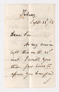 Thumbnail for William George Abbott letter to Justin Perkins, 1863 September 23 - Image 1