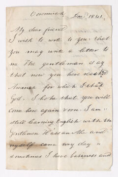 Thumbnail for Rajab Alla letter to Justin Perkins, 1841 December 18 - Image 1