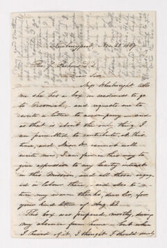 Thumbnail for F. B. Banister letter to Justin Perkins, 1864 November 20 - Image 1