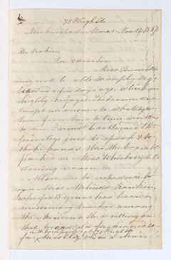 Thumbnail for Z. D. Banister letter to Justin Perkins, 1869 November 19 - Image 1
