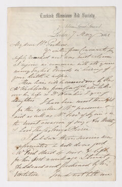 Thumbnail for George Royds Birch letter to Justin Perkins, 1862 May 7 - Image 1