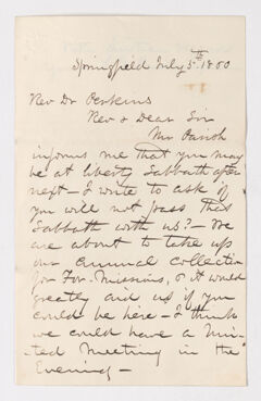 Thumbnail for Samuel Giles Buckingham letter to Justin Perkins, 1860 July 5 - Image 1