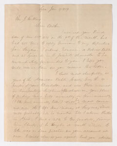 Thumbnail for Simeon Howard Calhoun letter to Justin Perkins, 1839 January 17 - Image 1