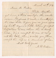 Thumbnail for Deborah Plumb Cochran letter to Justin Perkins, 1864 March 12 - Image 1