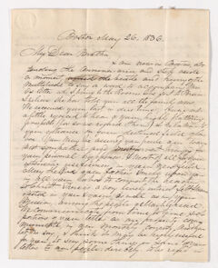 Thumbnail for Samuel Woodworth Cozzens letter to Justin and Charlotte Bass Perkins, 1836 May 26 - Image 1