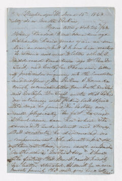 Thumbnail for Samuel Woodworth Cozzens letter to Justin Perkins, 1863 June 15 - Image 1